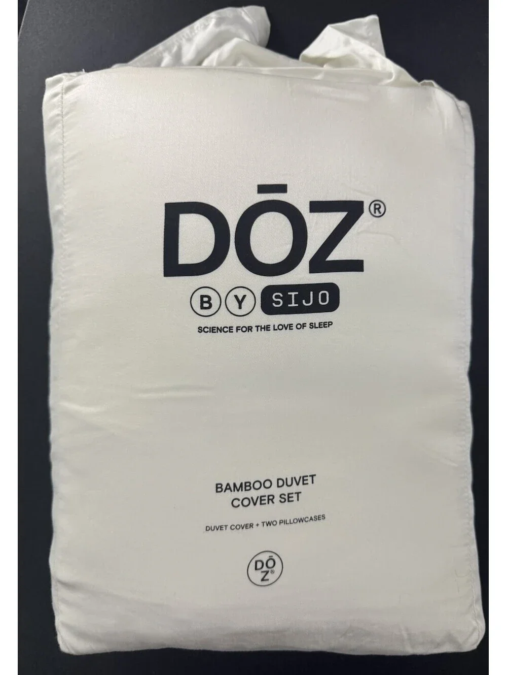 DOZ by SIJO Queen Bamboo Duvet Cover Set 3 Piece White/Ivory + 2 Pillowcases
